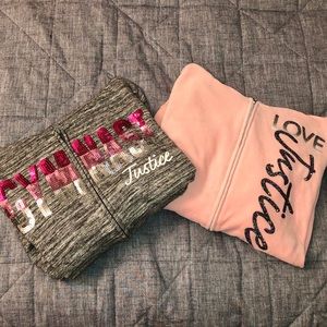 TWO Justice Girl’s sweatshirts (with hoods)